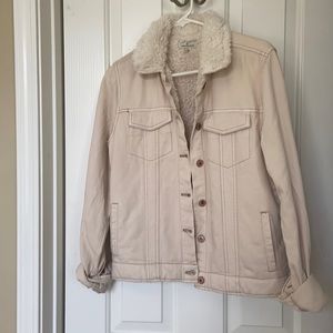 White Jean Jacket with fleece lining